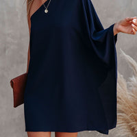 Single Shoulder Kimono Sleeve Mini Dress