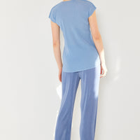 Marina West Swim Rib Pleated Elastic-Waist Wide Leg Pants