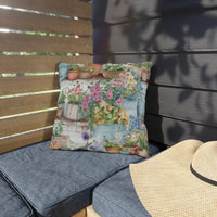 Rustic Cottage Garden With Wildflowers Outdoor Pillow