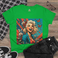 Happiness Laughter and Butterflies Marilyn Women's Midweight Cotton Tee