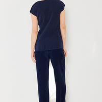 Marina West Swim Rib Pleated Elastic-Waist Wide Leg Pants