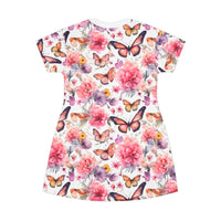 Petals and Flutterby Nightgown T-Shirt Dress (AOP)