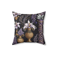 Lila Midnight Flora Spun Polyester Square Pillow