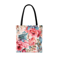 Prim Peach and Rose Floral Tote Bag