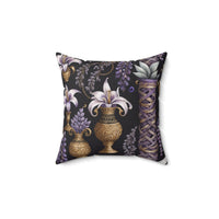 Lila Midnight Flora Spun Polyester Square Pillow