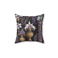 Lila Midnight Flora Spun Polyester Square Pillow