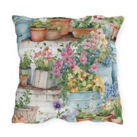 Rustic Cottage Garden With Wildflowers Outdoor Pillow