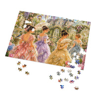 Victorian Garden Scene Jigsaw Puzzle with Tin (252, 500, 1000 puzzle pieces)