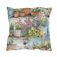 Rustic Cottage Garden With Wildflowers Outdoor Pillow