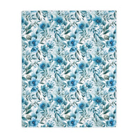 Floral Blue Velveteen Reversible Blanket