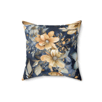 Black and Gold Flower Spun Polyester Square Pillow