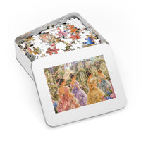 Victorian Garden Scene Jigsaw Puzzle with Tin (252, 500, 1000 puzzle pieces)