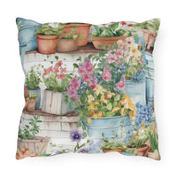 Rustic Cottage Garden With Wildflowers Outdoor Pillow