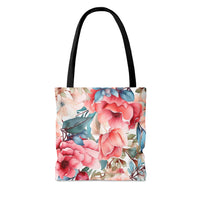 Prim Peach and Rose Floral Tote Bag