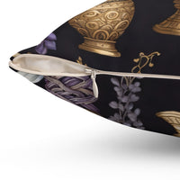 Lila Midnight Flora Spun Polyester Square Pillow