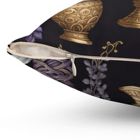 Lila Midnight Flora Spun Polyester Square Pillow