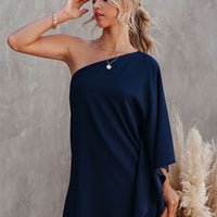 Single Shoulder Kimono Sleeve Mini Dress