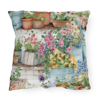 Rustic Cottage Garden With Wildflowers Outdoor Pillow
