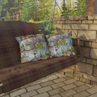 Rustic Cottage Garden With Wildflowers Outdoor Pillow