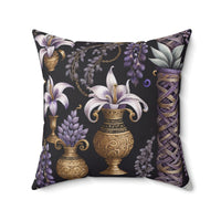 Lila Midnight Flora Spun Polyester Square Pillow