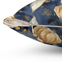 Black and Gold Flower Spun Polyester Square Pillow