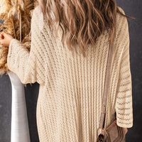 Openwork Open Front Long Sleeve Cardigan