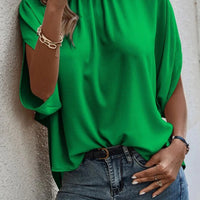Tie Back Slit Half Sleeve Blouse