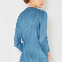 Marina West Swim Pleated Long Sleeve Boatneck Top