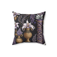 Lila Midnight Flora Spun Polyester Square Pillow