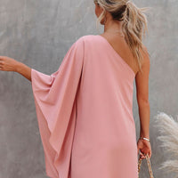 Single Shoulder Kimono Sleeve Mini Dress