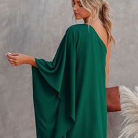 Single Shoulder Kimono Sleeve Mini Dress