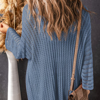 Openwork Open Front Long Sleeve Cardigan