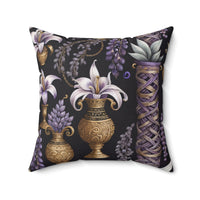 Lila Midnight Flora Spun Polyester Square Pillow