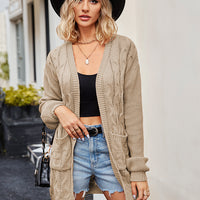 Cable-Knit Long Sleeve Cardigan