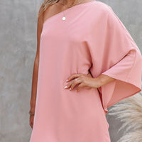 Single Shoulder Kimono Sleeve Mini Dress