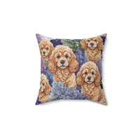 Goldendoodle Hyndrangea Peek-A-boo Spun Polyester Square Pillow