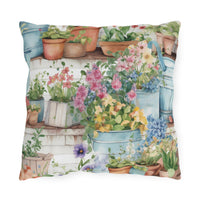Rustic Cottage Garden With Wildflowers Outdoor Pillow