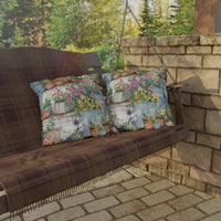 Rustic Cottage Garden With Wildflowers Outdoor Pillow