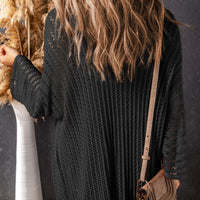 Openwork Open Front Long Sleeve Cardigan