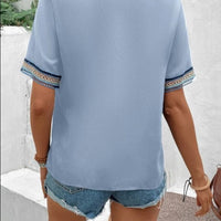 Full Size V-Neck Short Sleeve Blouse