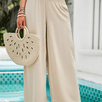 Smocked Wide Leg Pants with Pockets