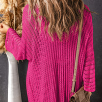 Openwork Open Front Long Sleeve Cardigan