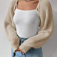 Honey Open Front Long Sleeve Cropped Cardigan
