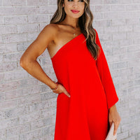 Single Shoulder Kimono Sleeve Mini Dress