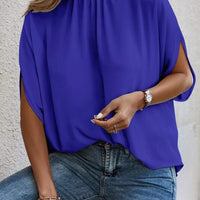 Tie Back Slit Half Sleeve Blouse