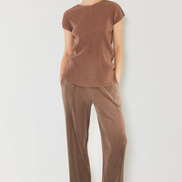 Marina West Swim Rib Pleated Elastic-Waist Wide Leg Pants
