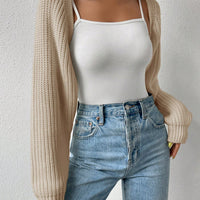 Honey Open Front Long Sleeve Cropped Cardigan