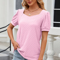 Eyelet Short Sleeve Top