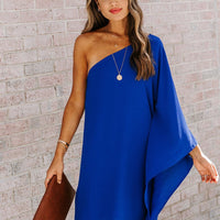 Single Shoulder Kimono Sleeve Mini Dress