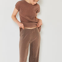 Marina West Swim Rib Pleated Elastic-Waist Wide Leg Pants